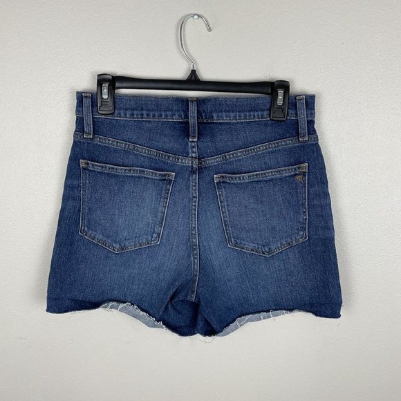 Madewell Womens High Rise Denim Shorts Size 27 Lemoyne Dark Wash Cut Off Pockets - Picture 2 of 4